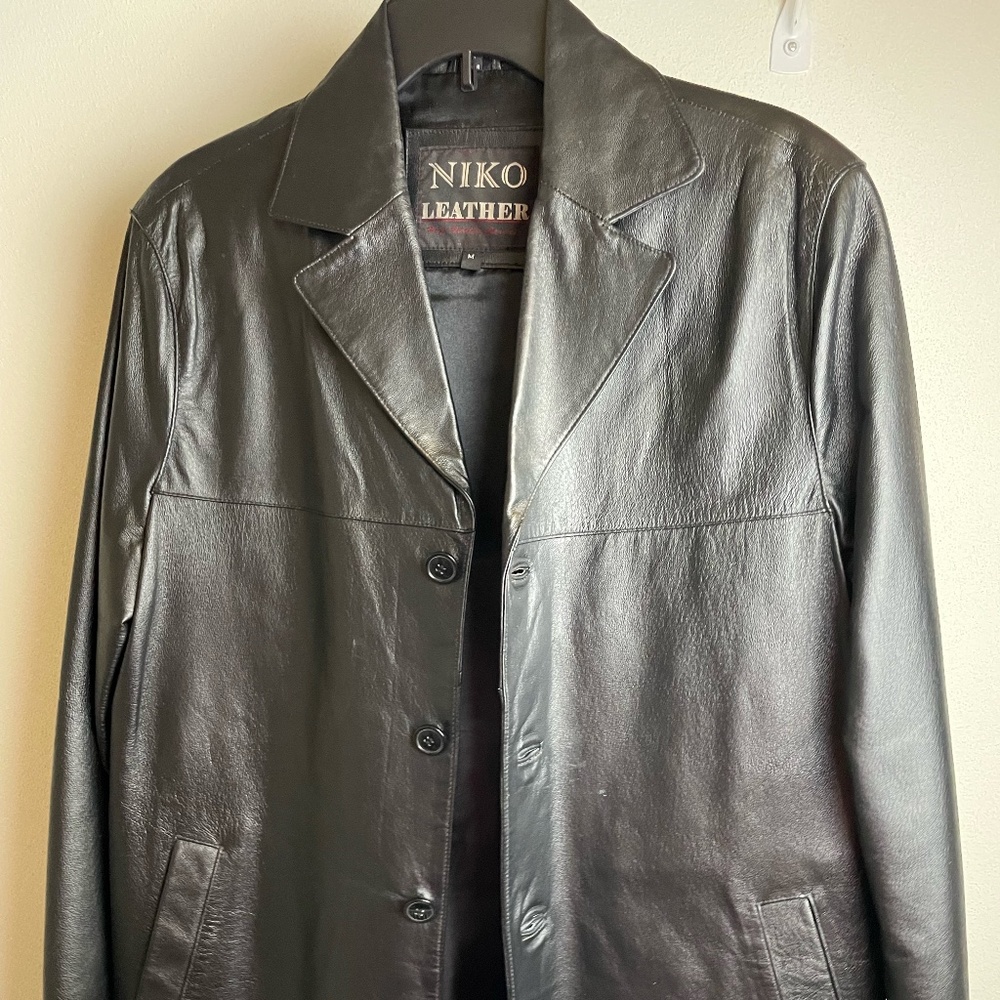 Leather Button-down Sport Coat